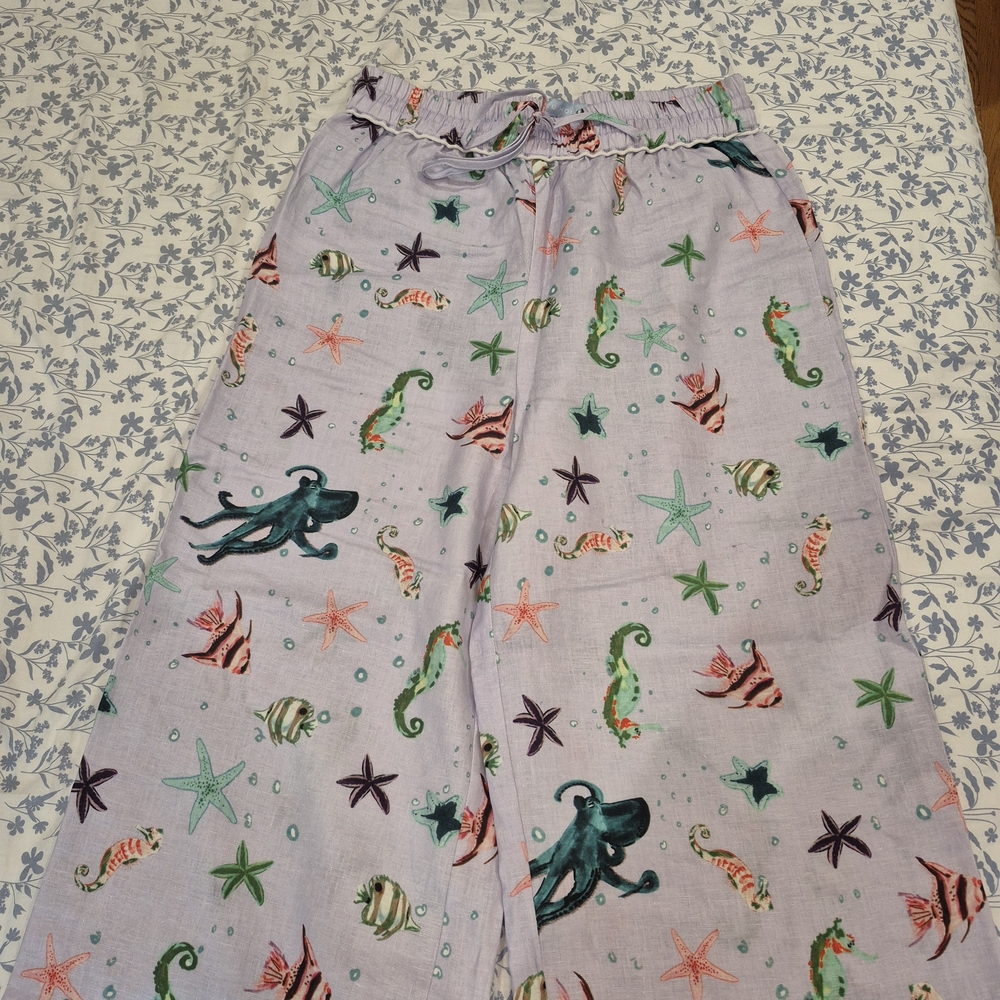 NWOT Hill House Sea Creatures Skylar Linen Pants